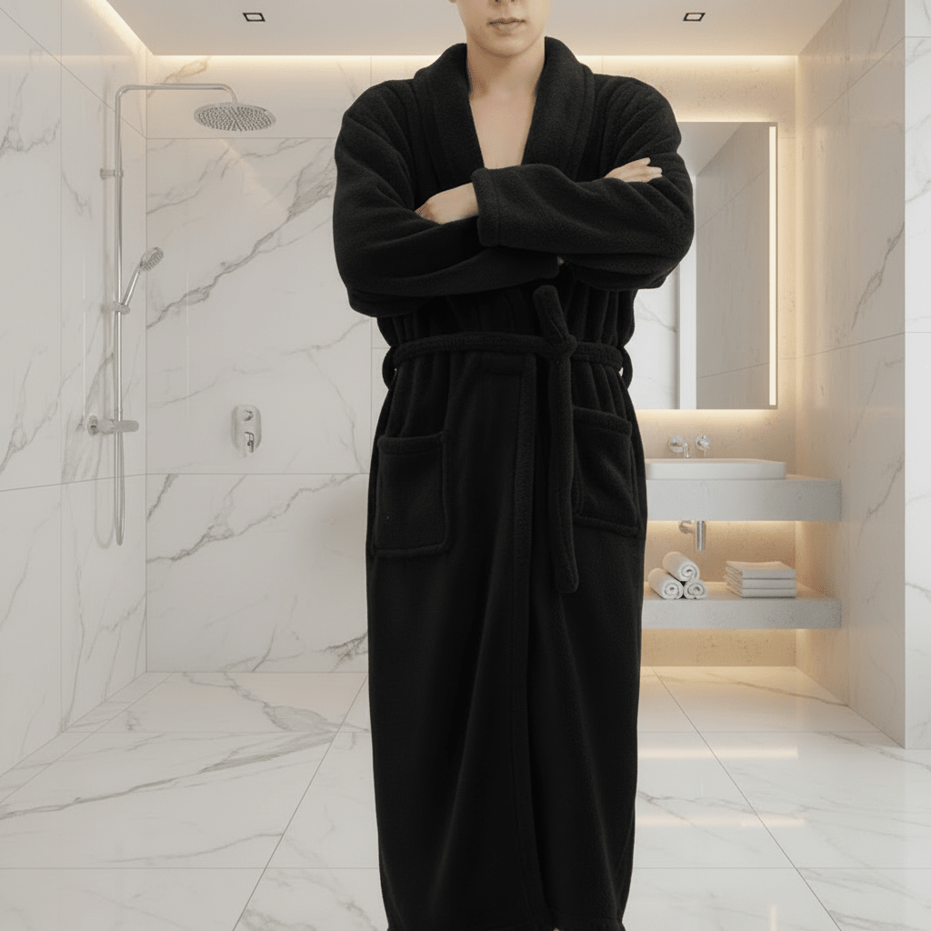 Phyllis Cotton Dressing Gown - Black