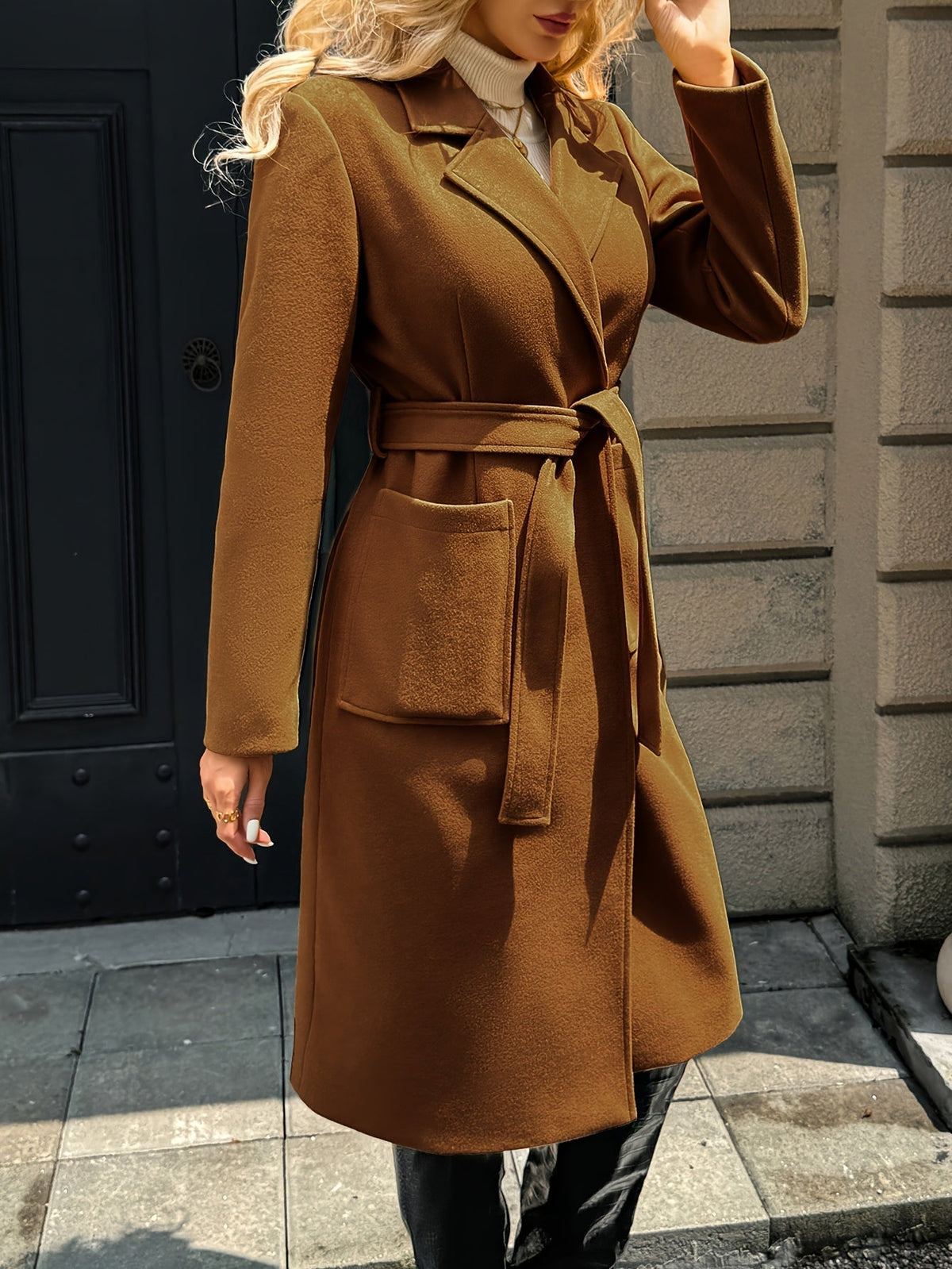 Olivia Women's Long Belted Trench Coat