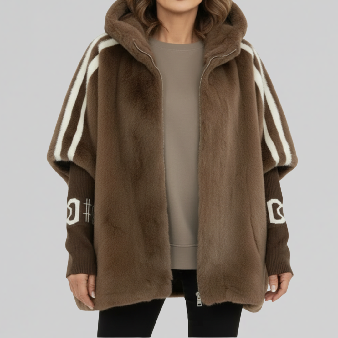 Jade Women's Hooded Faux Fur Jacket - Brown