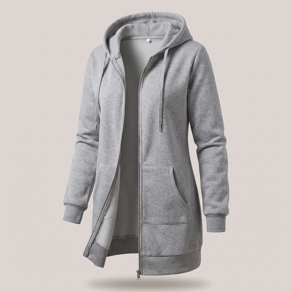 Shona Women's Longline Zip Up Hoodie - Grey