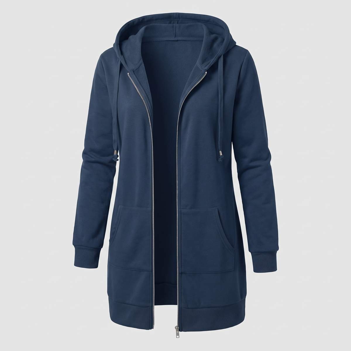 Shona Women's Longline Zip Up Hoodie - Royal Blue