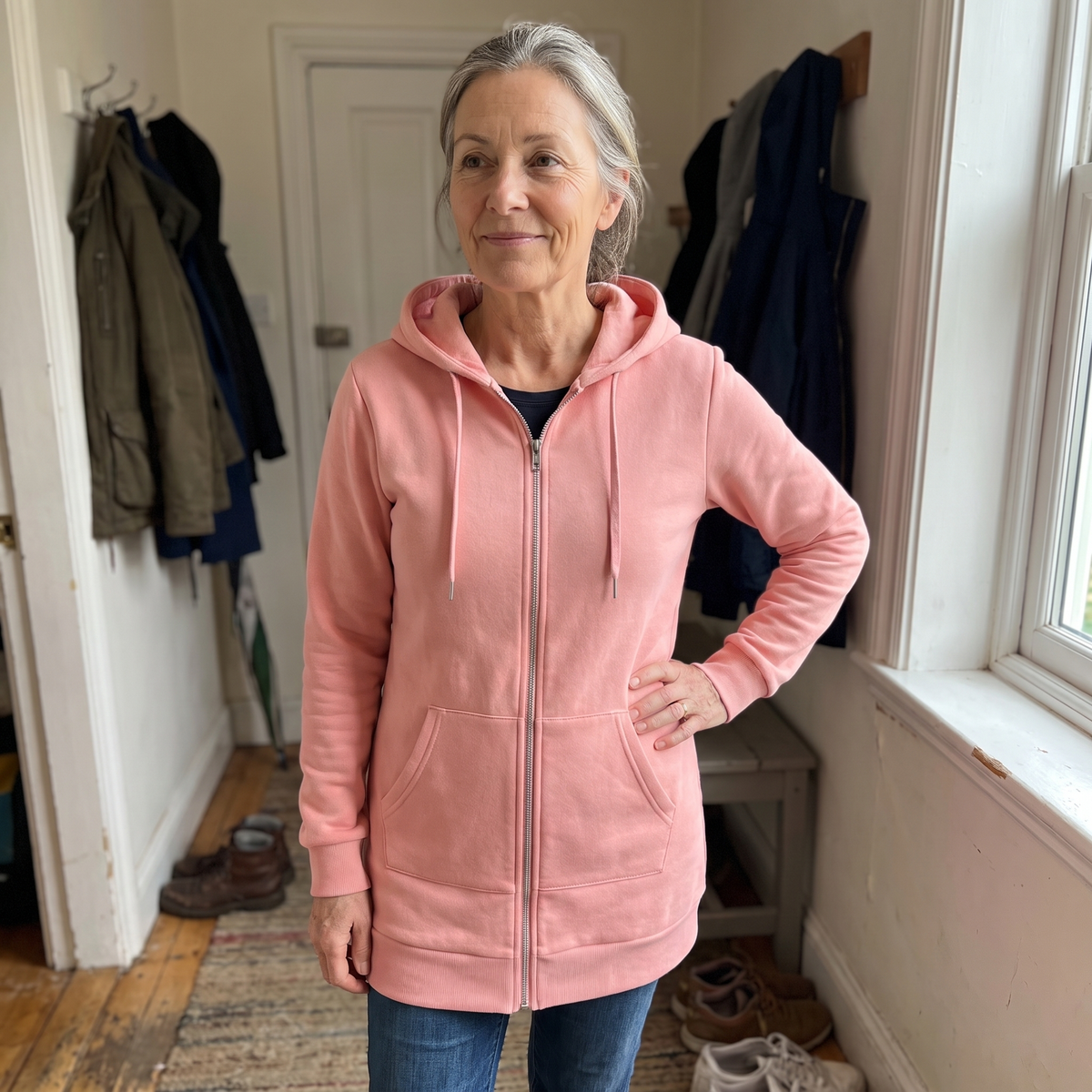 Shona Women's Longline Zip Up Hoodie