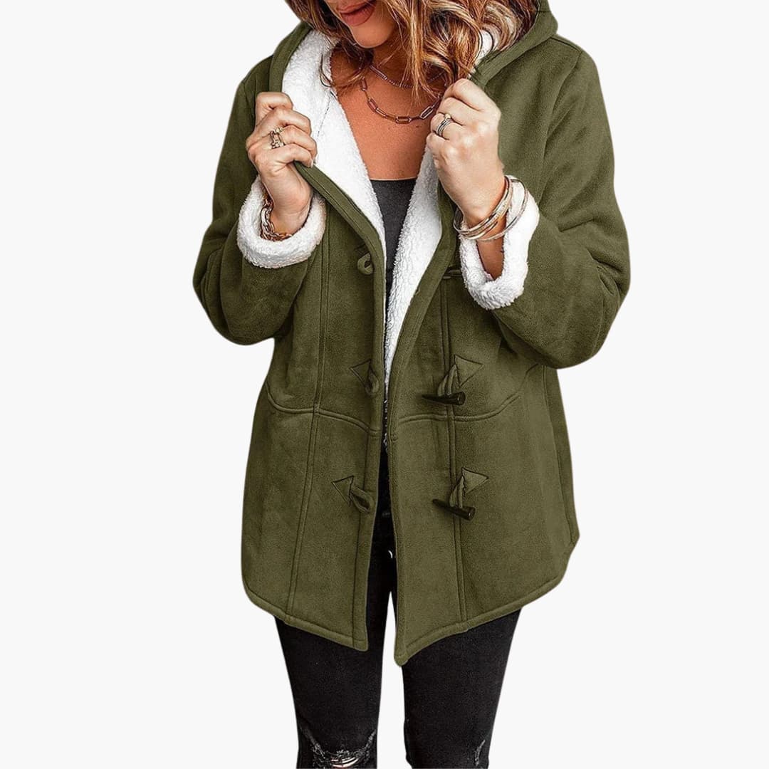Winnie Women's Sherpa Winter Coat - Olive Green