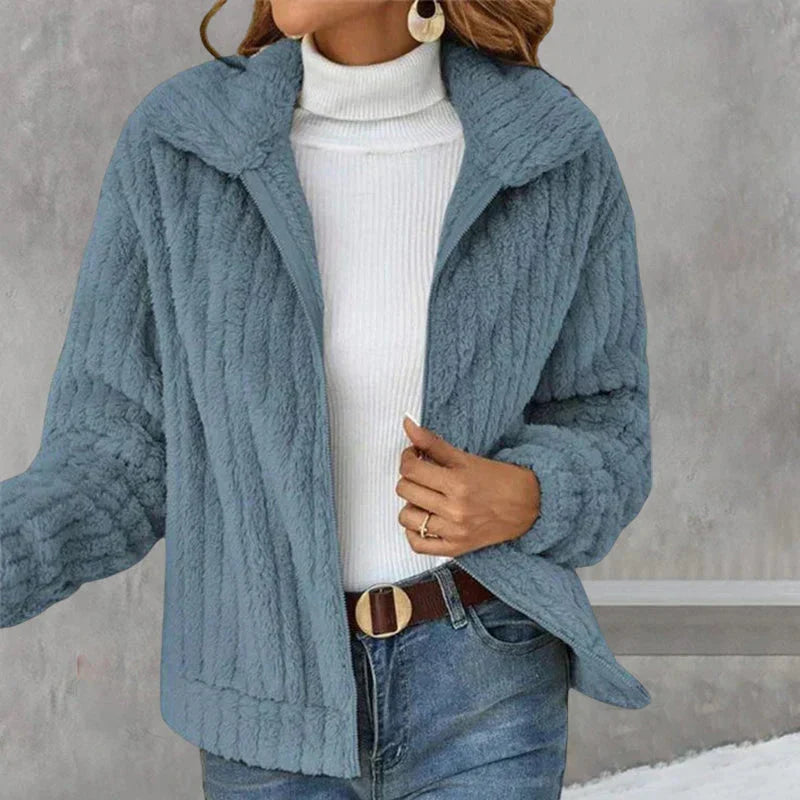 Nina Women's Teddy Fleece Jacket - Blue