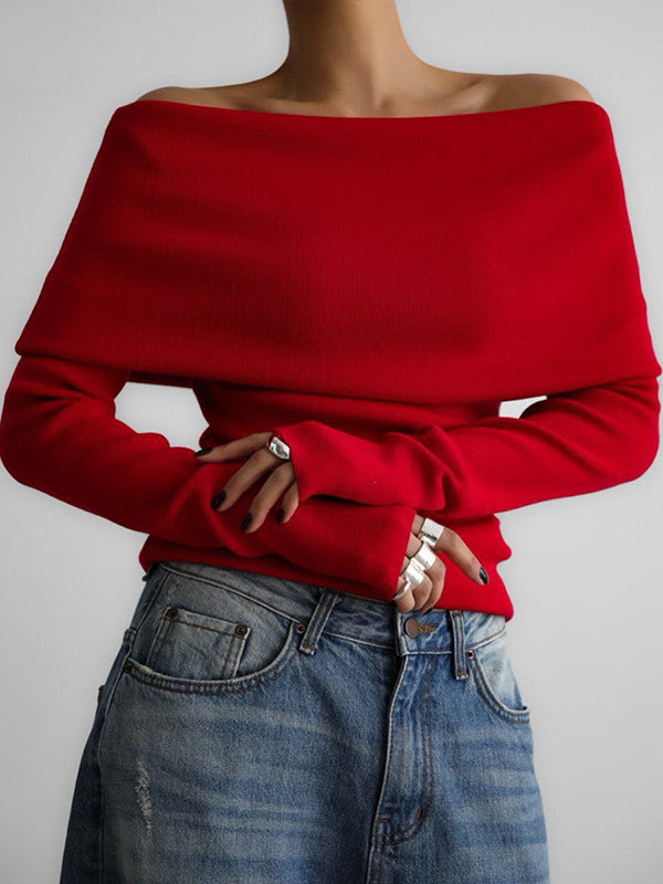 Marina Off the Shoulder Jumper - Red