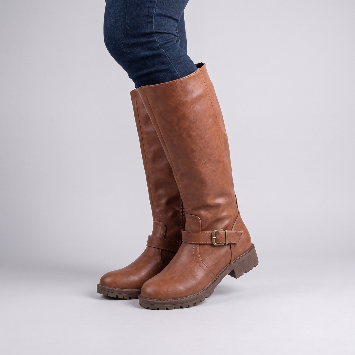 Robyn Women's Winter Leather Flat Knee High Boots