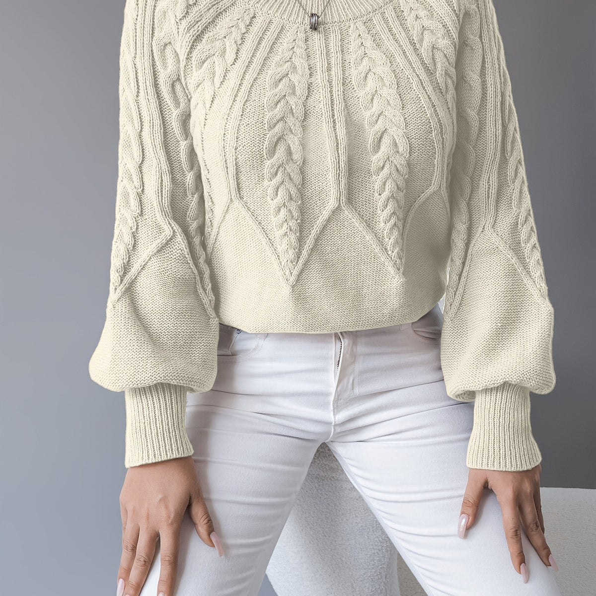 Tessa Women's Cable Knit Jumper - Apricot
