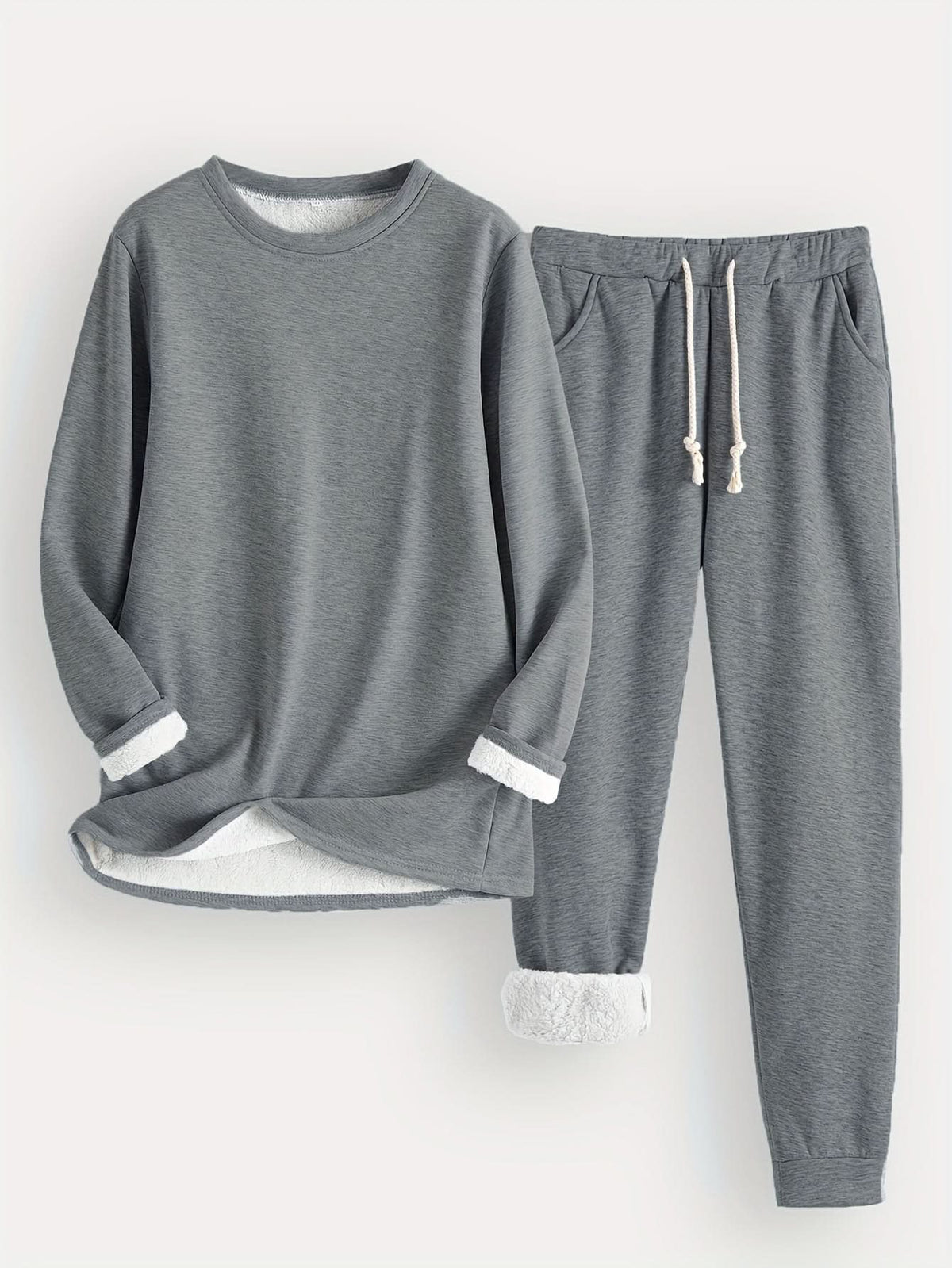 Annette Fleece Lined Loungewear Set - Grey