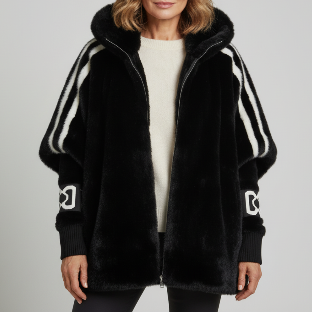 Jade Women's Hooded Faux Fur Jacket - Black