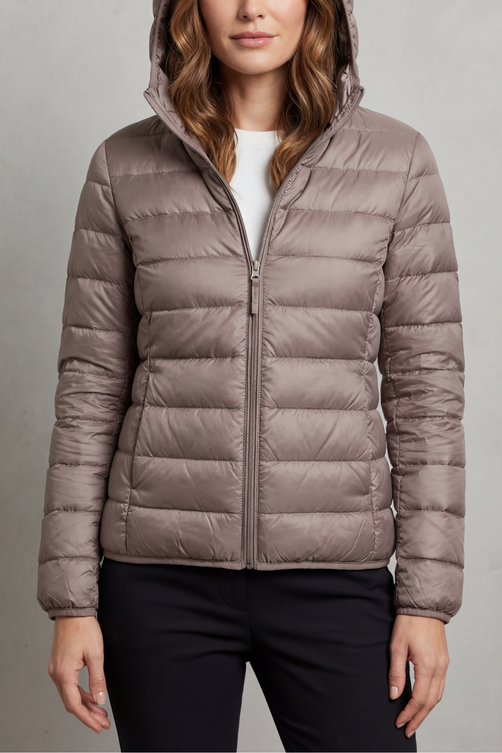 Alice Women's Nylon Quilted Puffer Jacket - Champagne