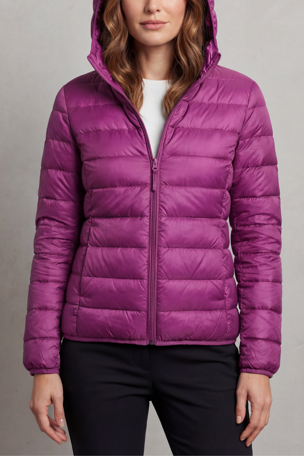 Alice Women's Nylon Quilted Puffer Jacket - Purple