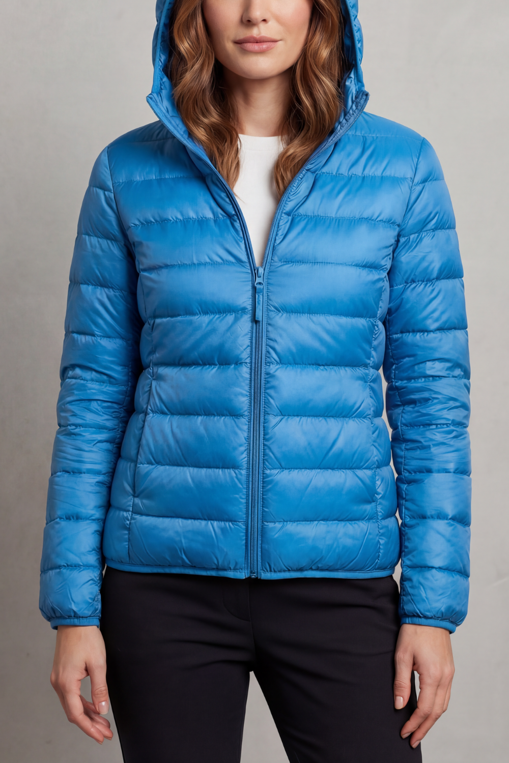 Alice Women's Nylon Quilted Puffer Jacket - Sky Blue