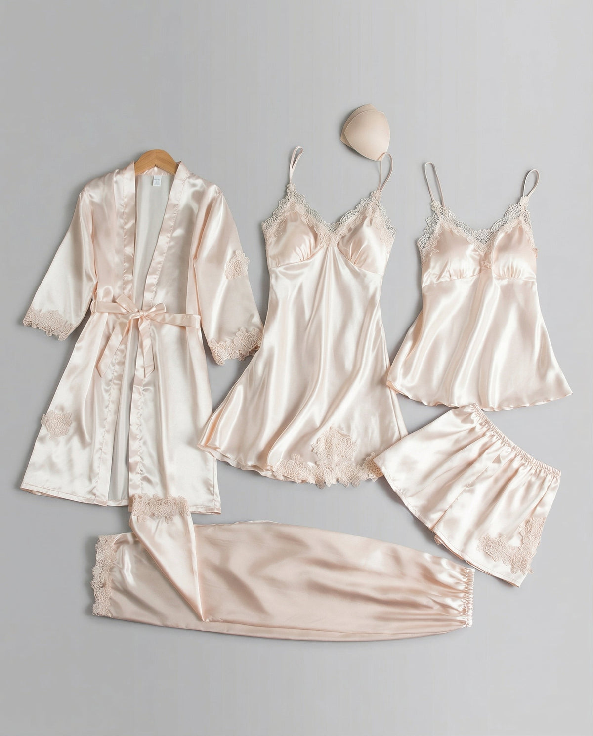 Octavia Women's Satin Pyjama Lounge Set - Cream