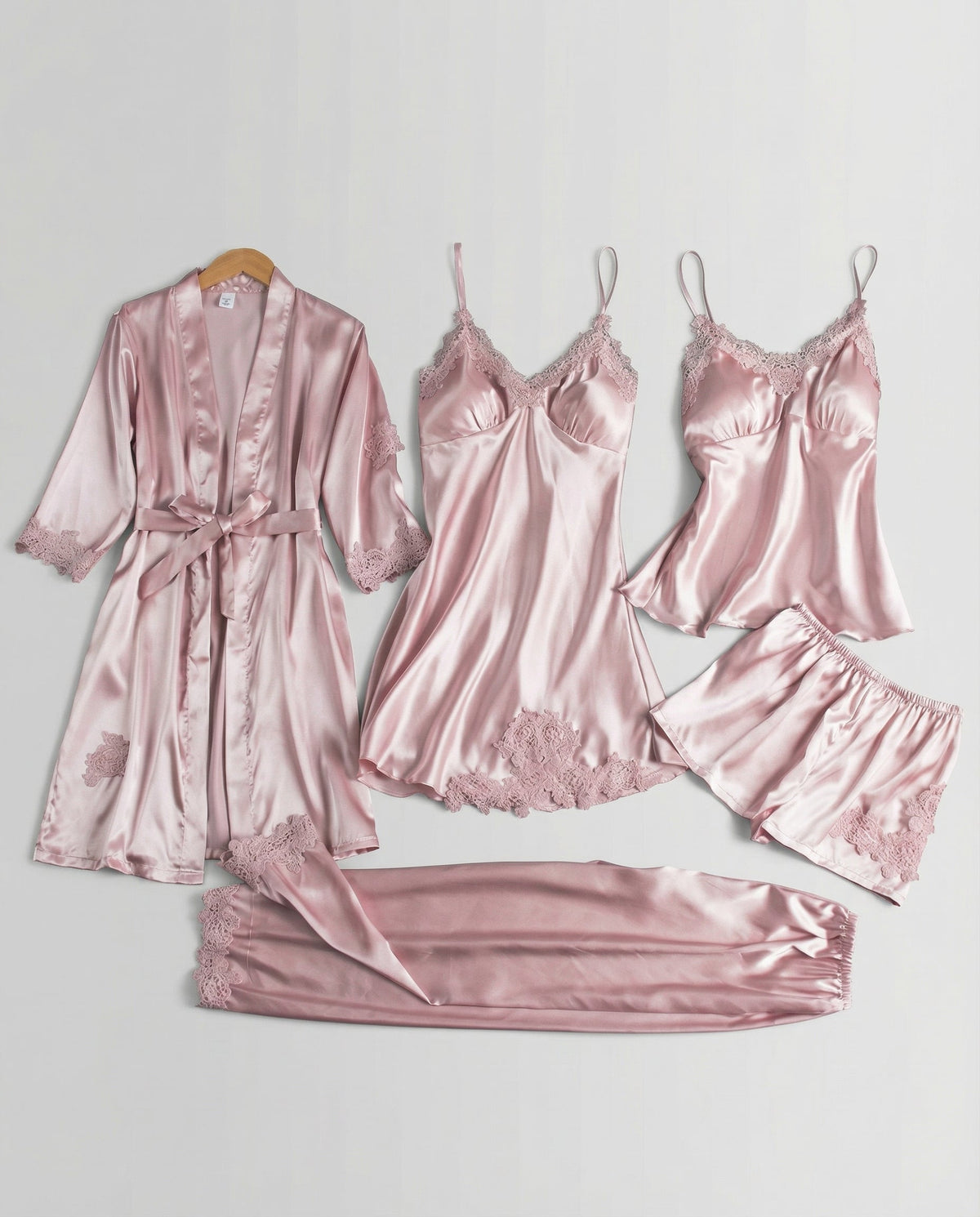 Octavia Women's Satin Pyjama Lounge Set - Pink