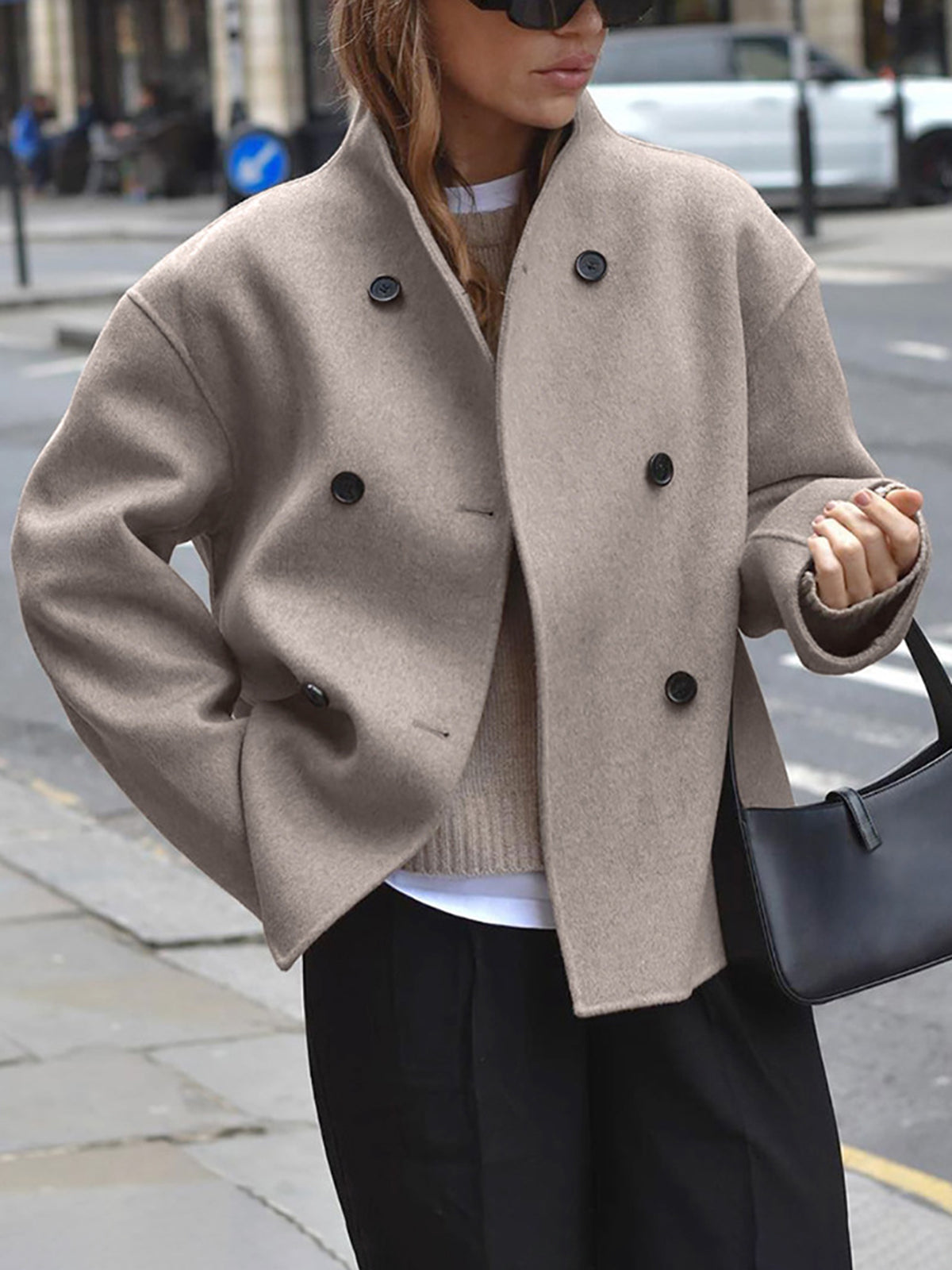 Kerra Women's Double Breasted Peacoat - Taupe