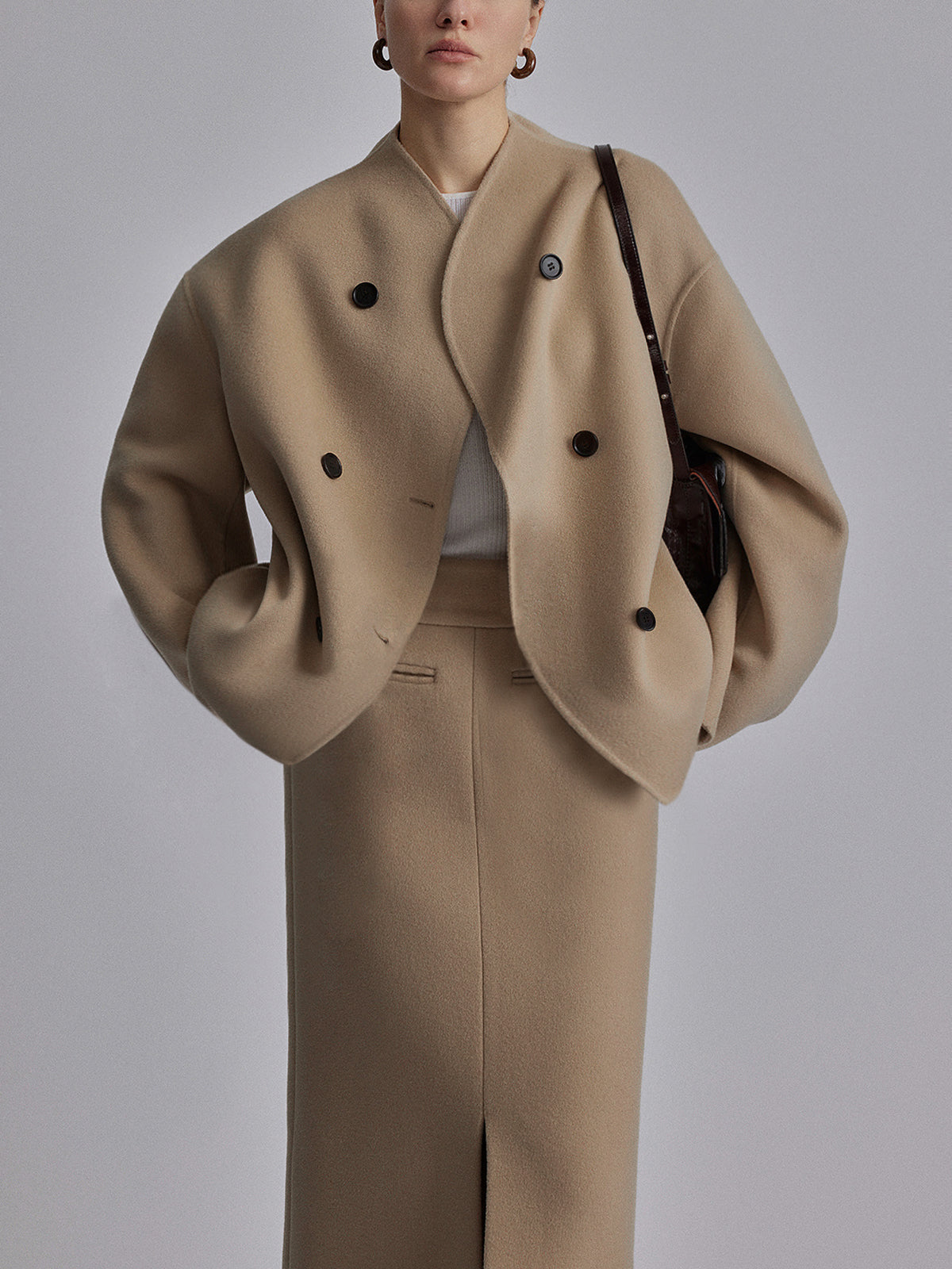Kerra Women's Double Breasted Peacoat - Khaki