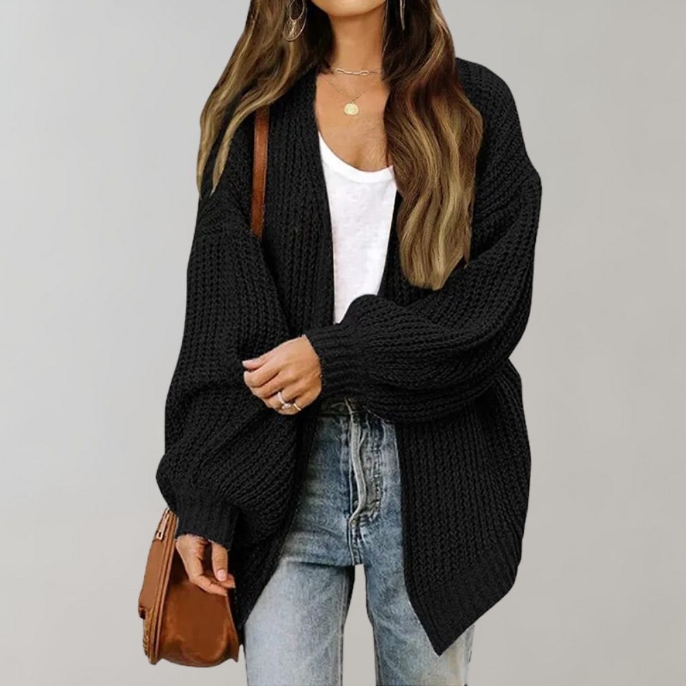 Harriet Women's Chunky Knit Cardigan - Black