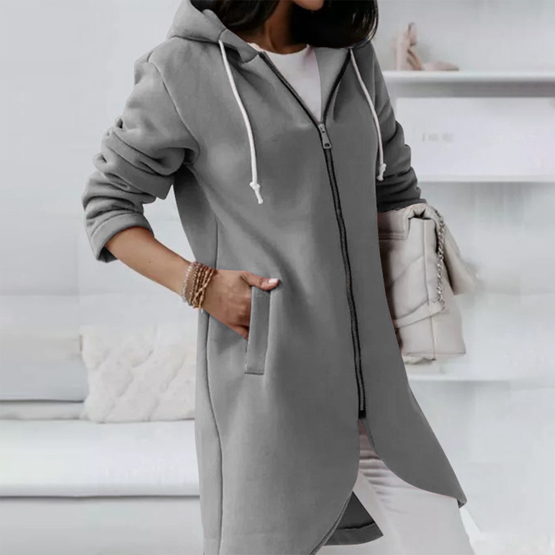 Sorcha Women's Long Zip Up Hoodie - Grey