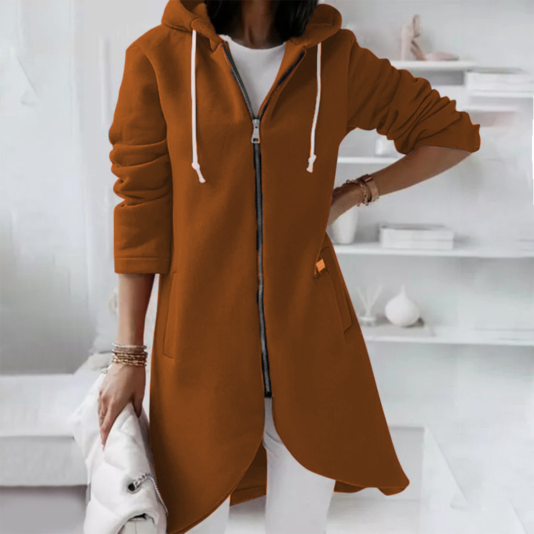 Sorcha Women's Long Zip Up Hoodie - Coffee