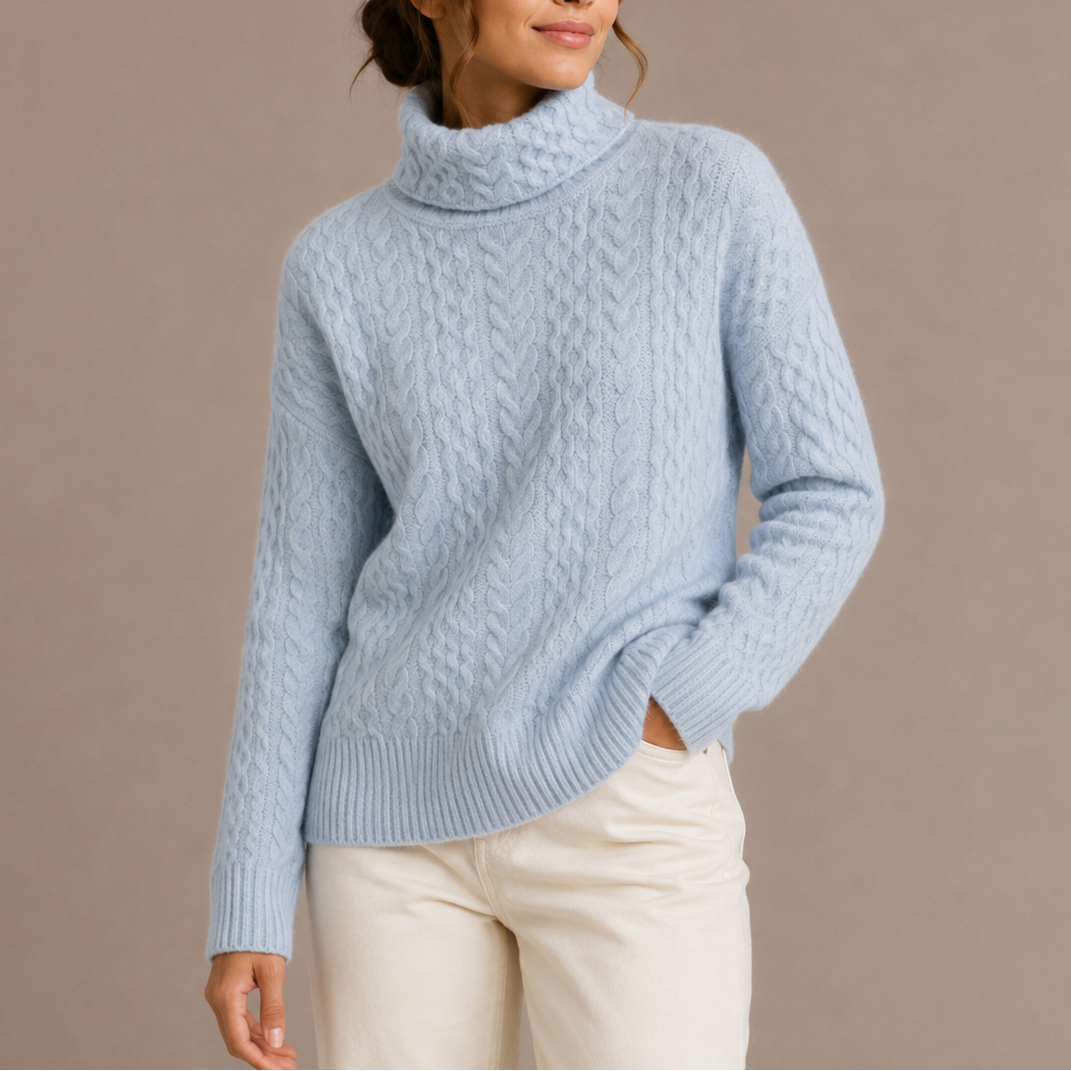 Rowan Women's Cashmere Roll Neck Jumper - Blue