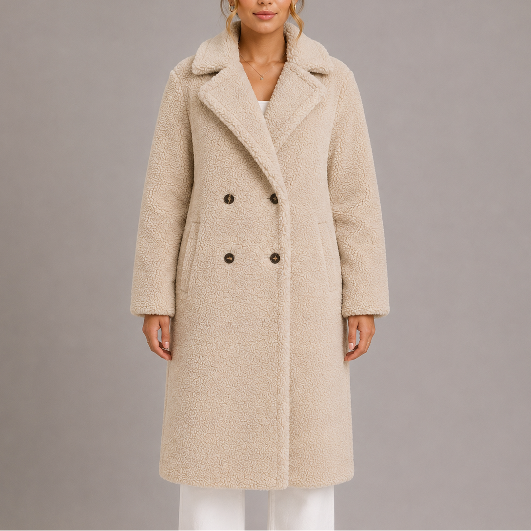 Lynn Women's Winter Long Teddy Faux Fur Coat - Beige
