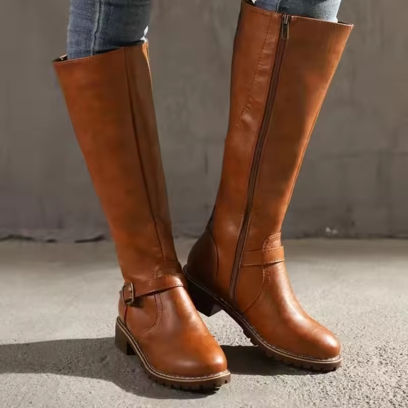 Imogen Women's Leather Knee High Boots - Light Brown