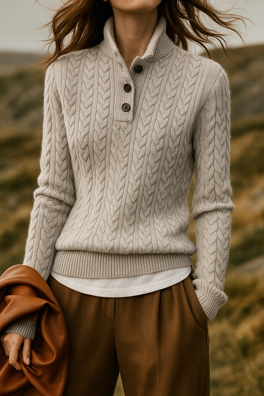 Dottie Women's Cashmere Cable Knit Jumper - Grey
