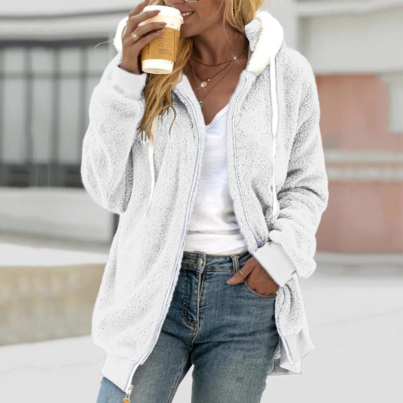Mabel Women's Sherpa Fleece Jacket - White