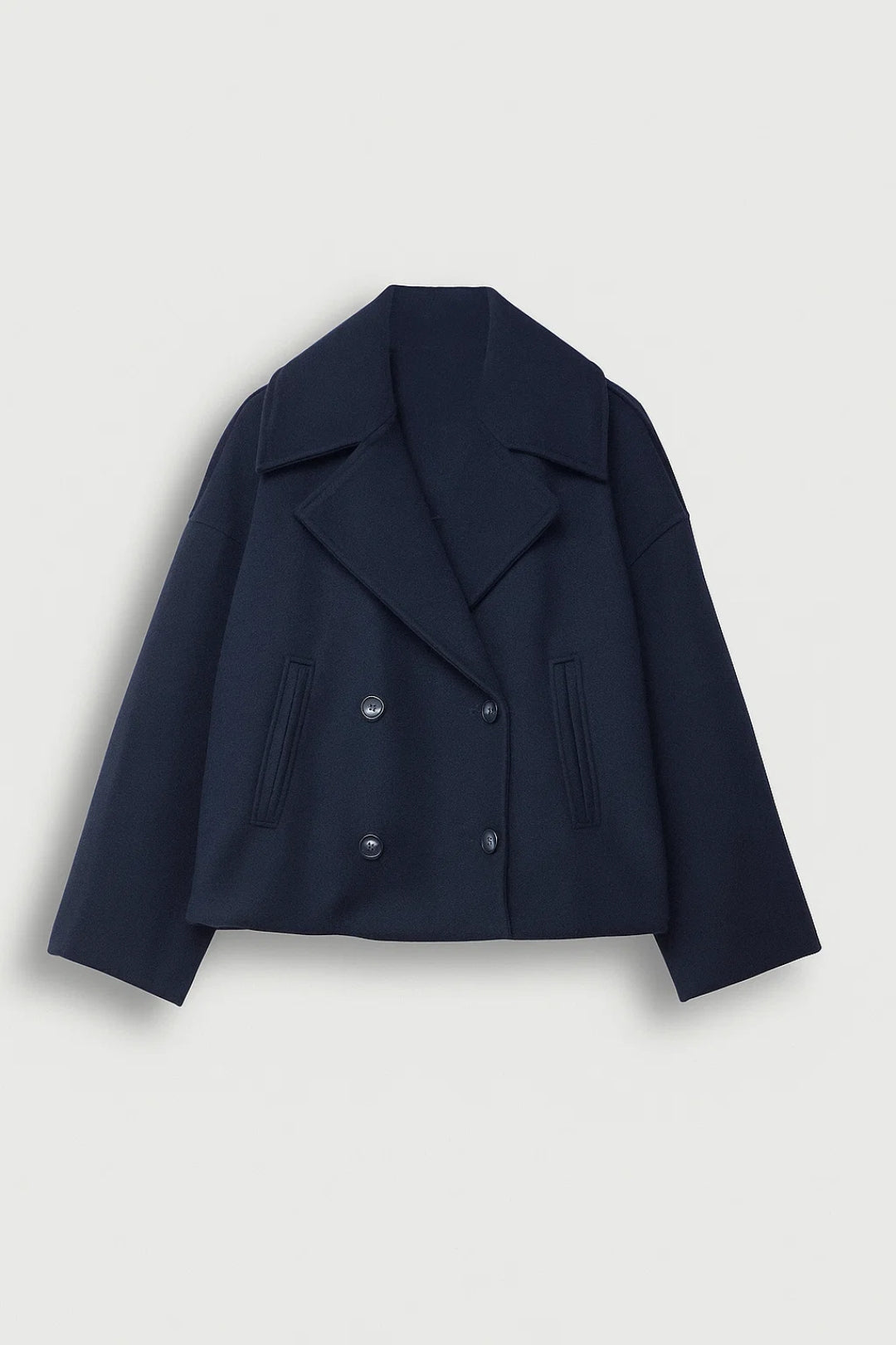 Tegan Women's Wool Double Breasted Peacoat - Dark Blue