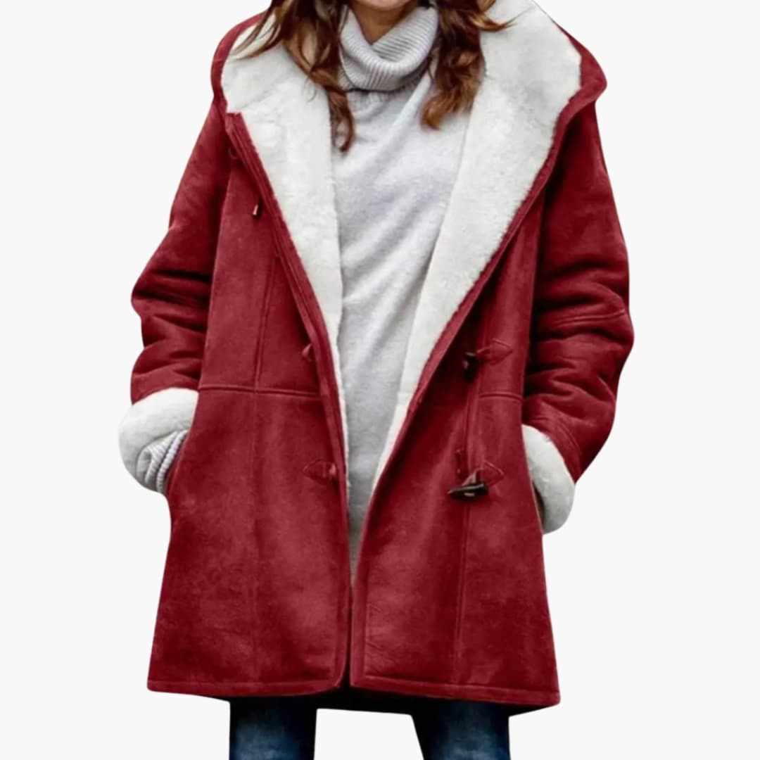 Winnie Women's Sherpa Winter Coat - Red