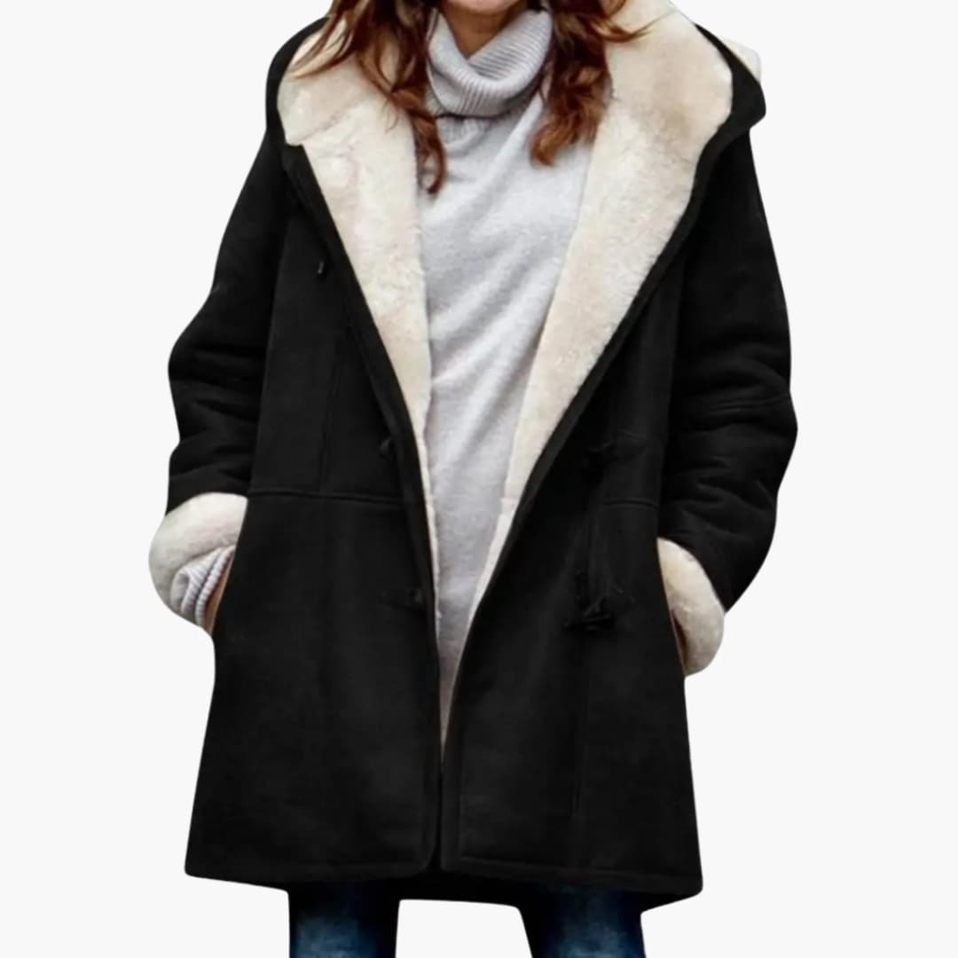 Winnie Women's Sherpa Winter Coat - Black