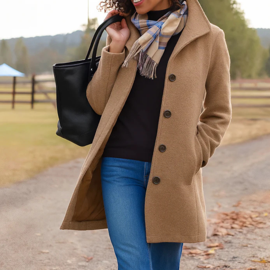 Rosie Women's Wool Winter Coat - Khaki