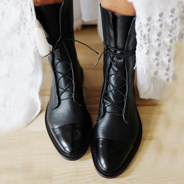 Maeve Women's Leather Heeled Ankle Boots - Black