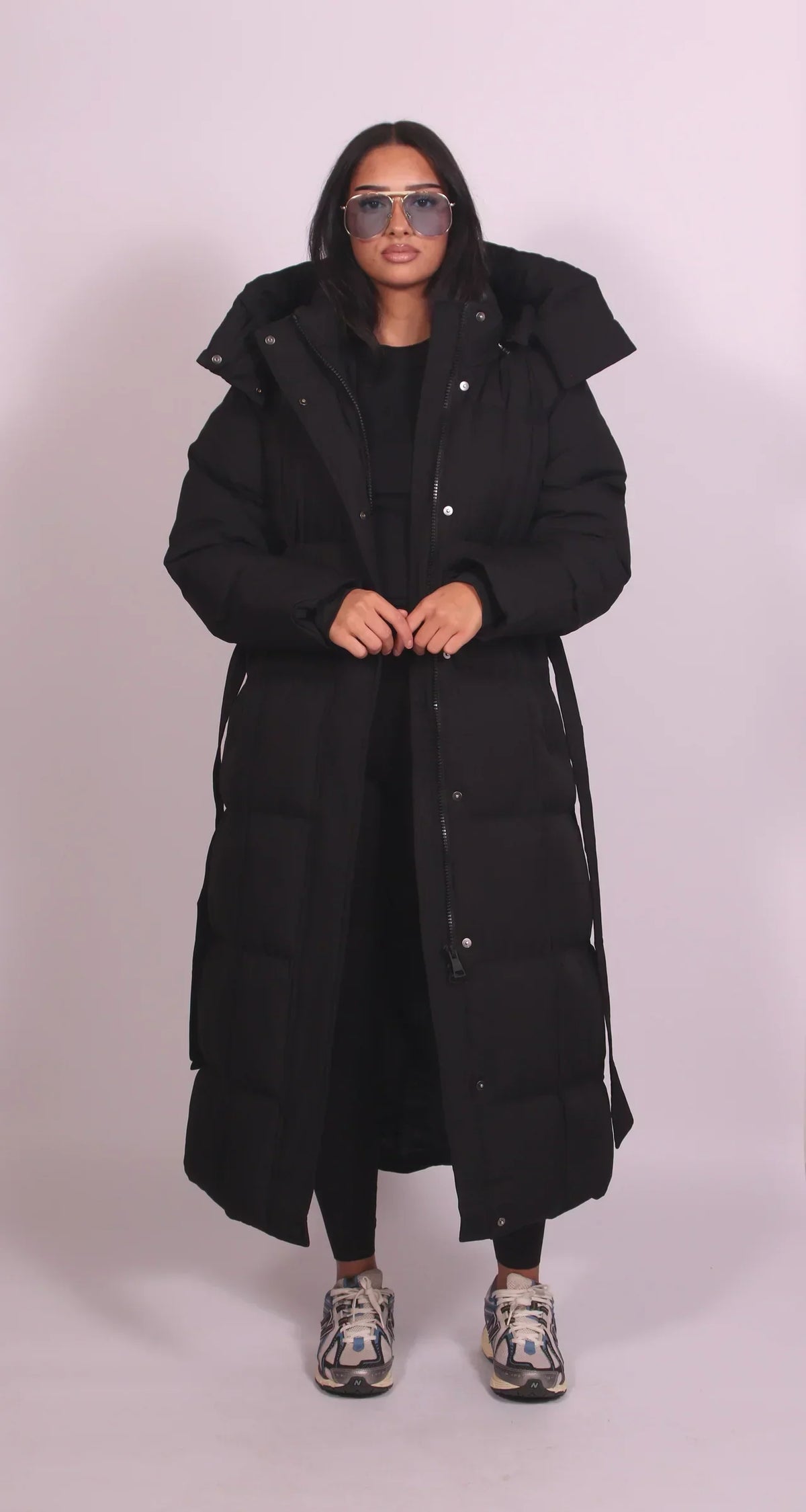 Abigail Long Puffer Winter Coat - Black
