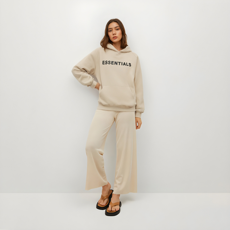 ES Hoodie - Cream Oversized Long-Sleeve Pullover Unisex