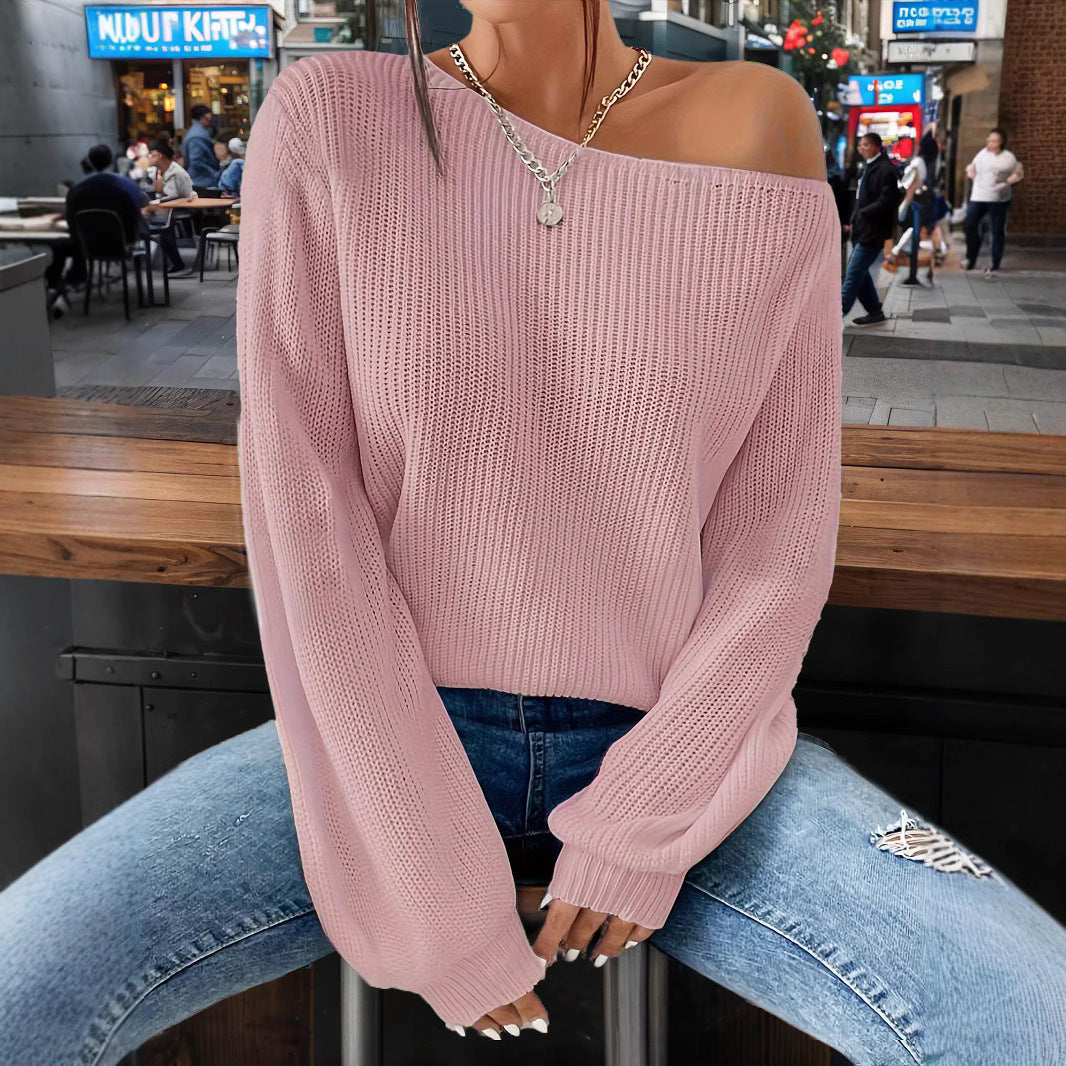 Tilly Women's Off the Shoulder Knitted Jumper - Pink