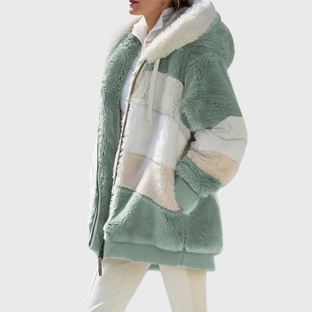 Sofia Women's Tailored Quilted Puffer Jacket - Green Stripes