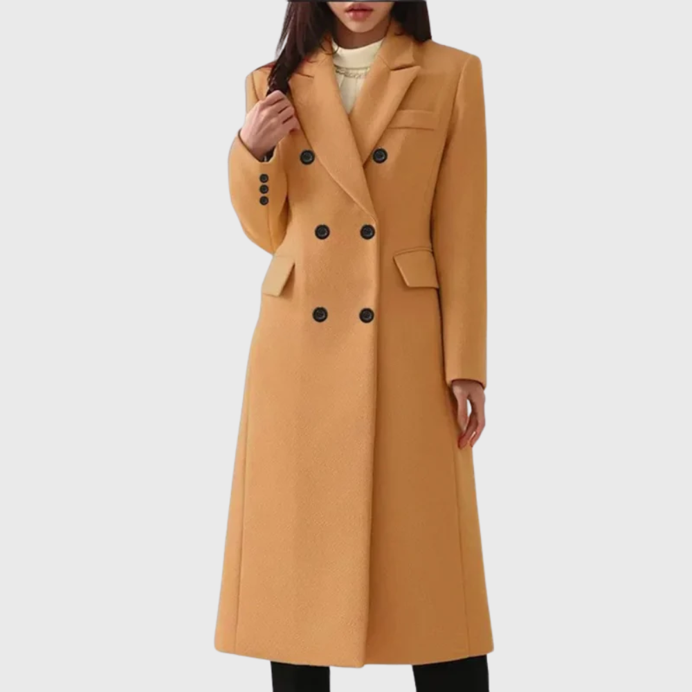 Noelle Women's Long Wool Coat - Brown