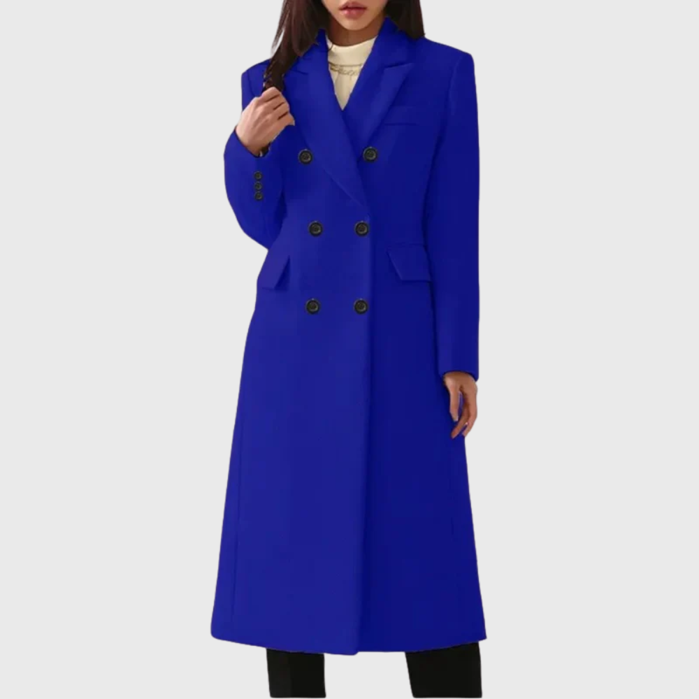 Noelle Women's Long Wool Coat - Blue