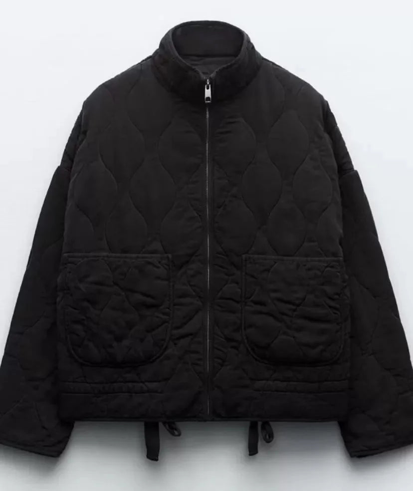 Pippa | Women's Quilted Jacket with High Collar and Oversized Patch Pockets