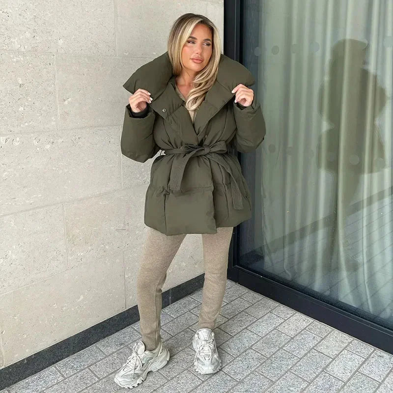 Margot Women's Winter Puffer Jacket - Olive Green