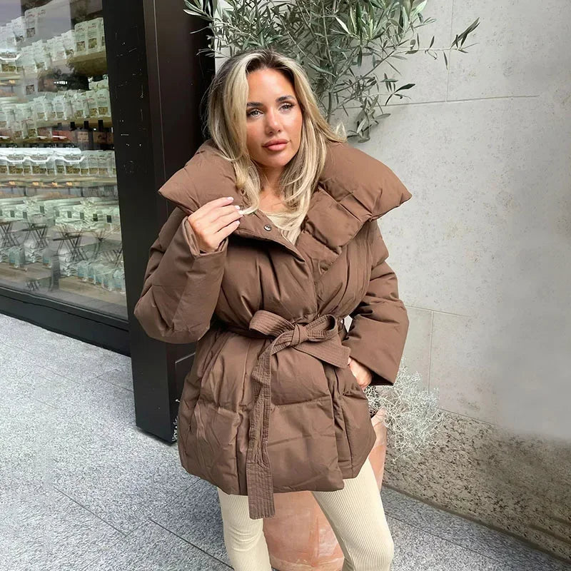 Margot Women's Winter Puffer Jacket - Brown