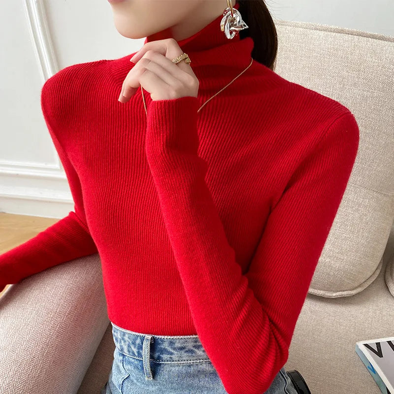 Opal Women's Cashmere Roll Neck Jumper - Red