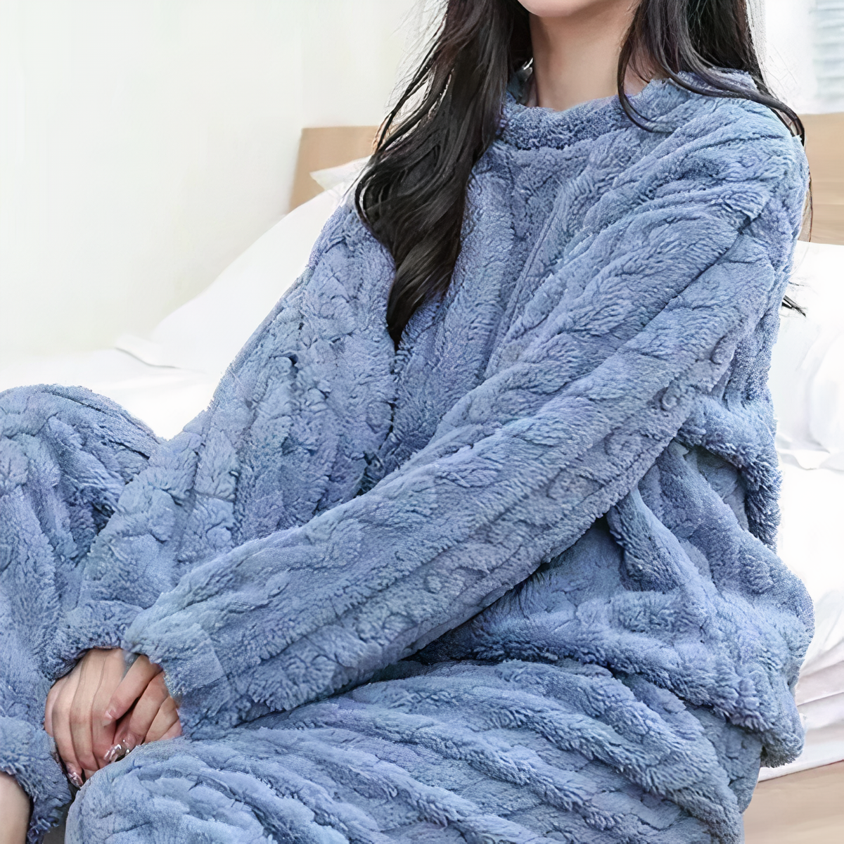 Nessa Women's Fleece Pyjama Lounge Set - Blue
