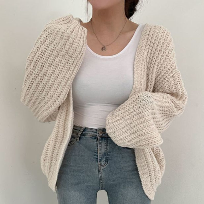 Martha Women's Chunky Knit Cardigan - Cream