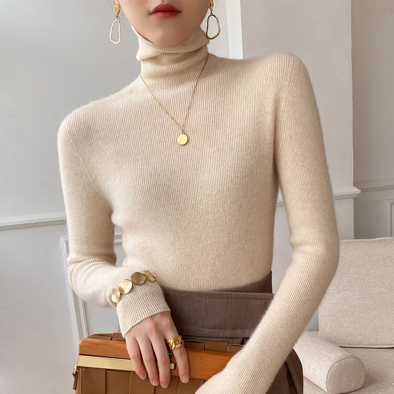Opal Women's Cashmere Roll Neck Jumper - Ivory