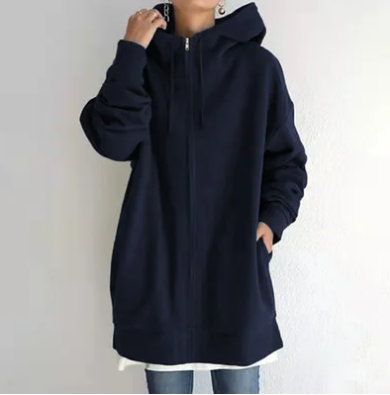 Elodie Women's Oversized Zip Up Hoodie - Dark Blue