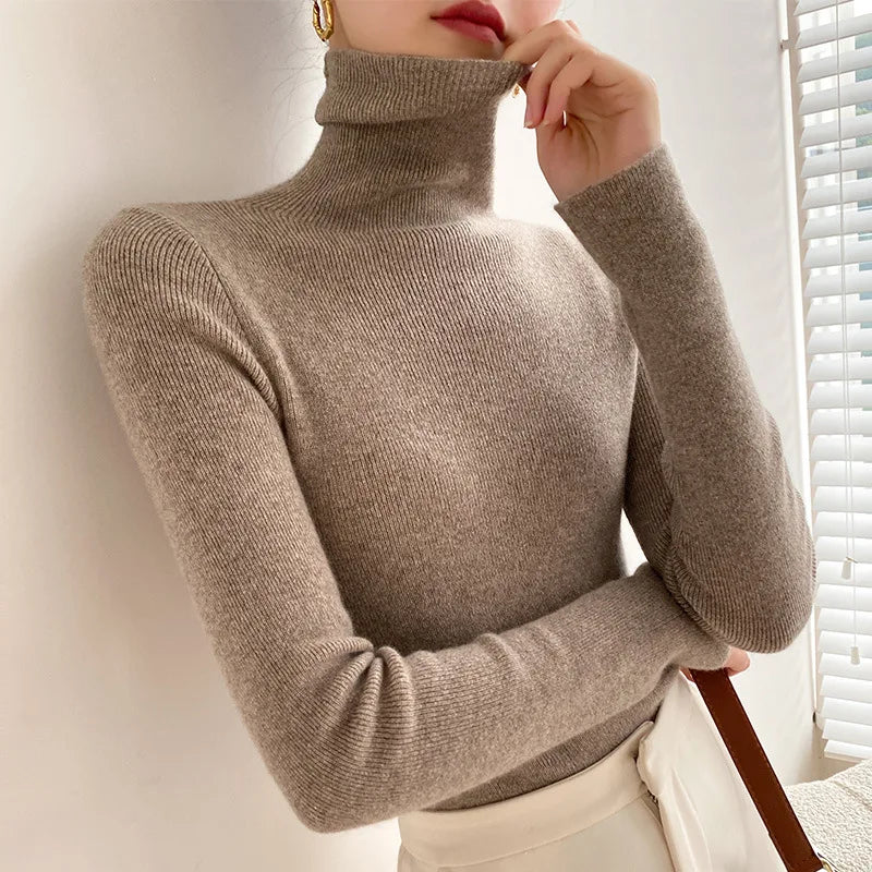 Opal Women's Cashmere Roll Neck Jumper - Camel