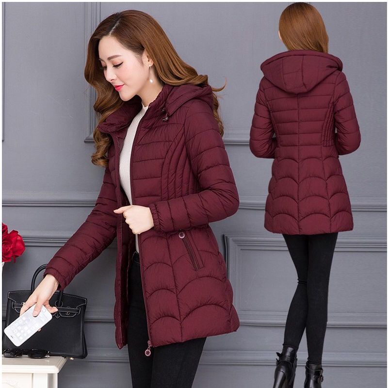 Sylvie Women's Fitted Winter Puffer Coat - Wine Red