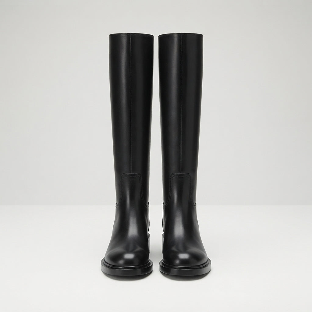 Beverly Women's Leather Knee High Boots - Black